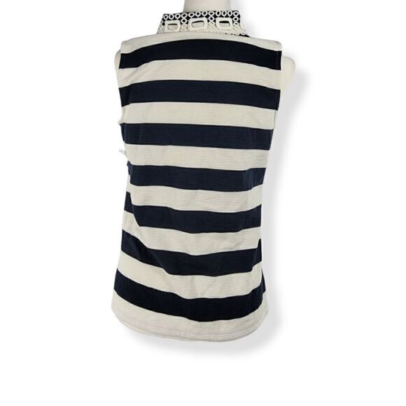 Charter Club Striped Embroidered Top Petite Medium - Picture 3 of 3